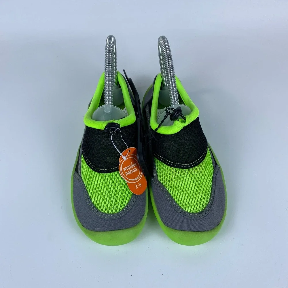 Wonder Nation Water Swim Shoes Shoes Kids Size‎ 2-3 Green Black Gray Mesh Upper